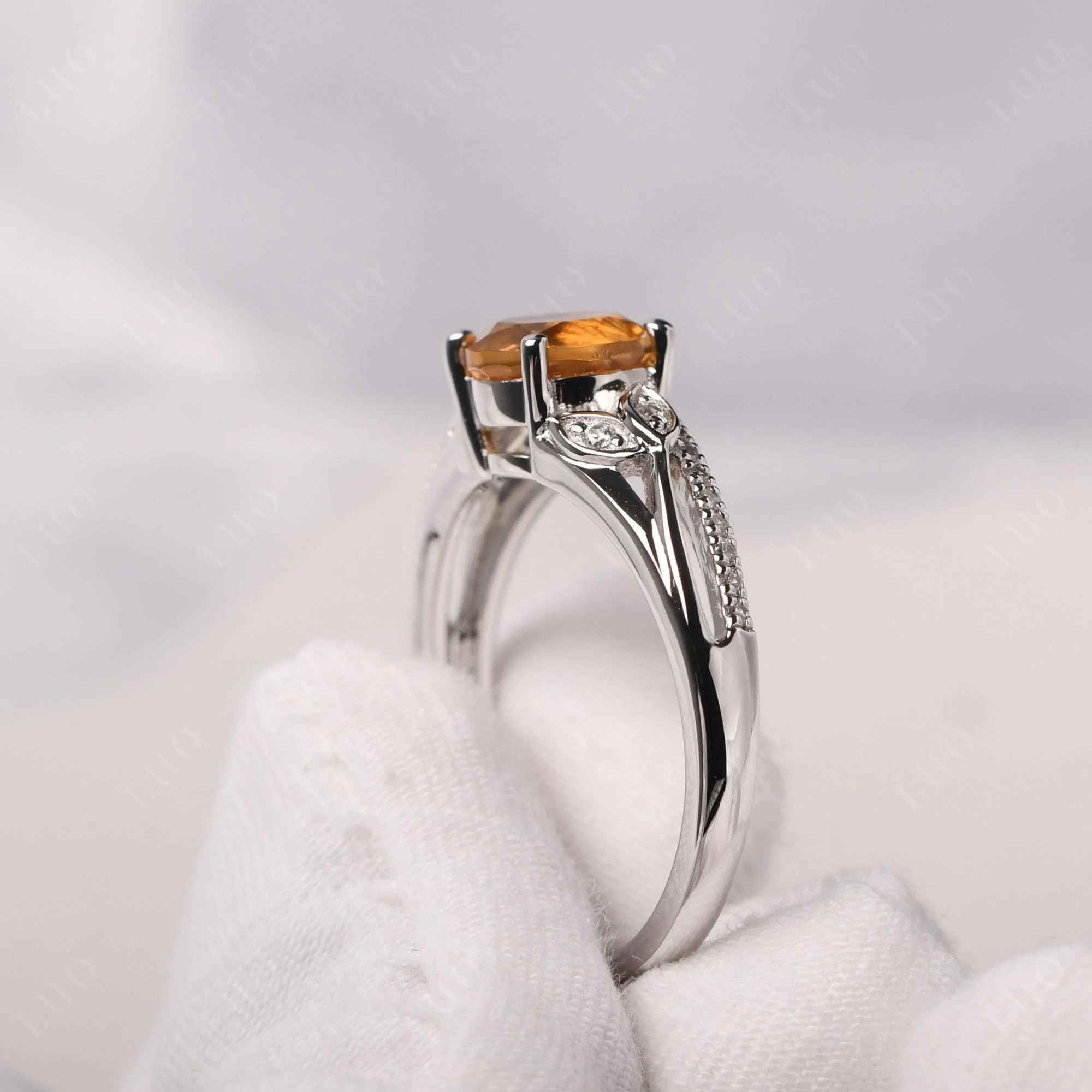 Leaf Inspired Citrine Engagement Ring - Image 13