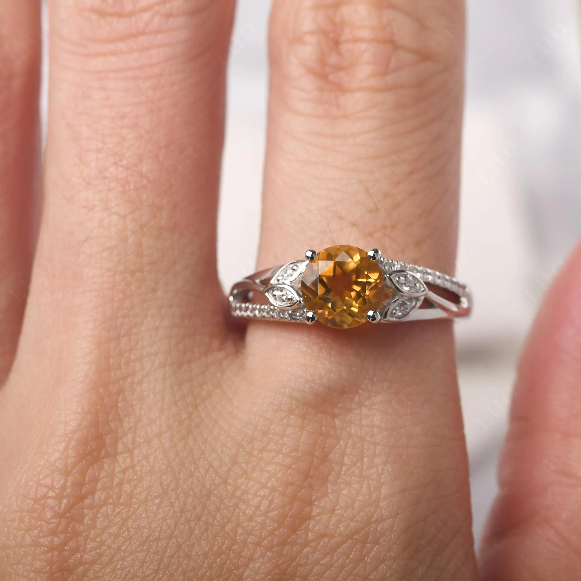 Leaf Inspired Citrine Engagement Ring - Image 14