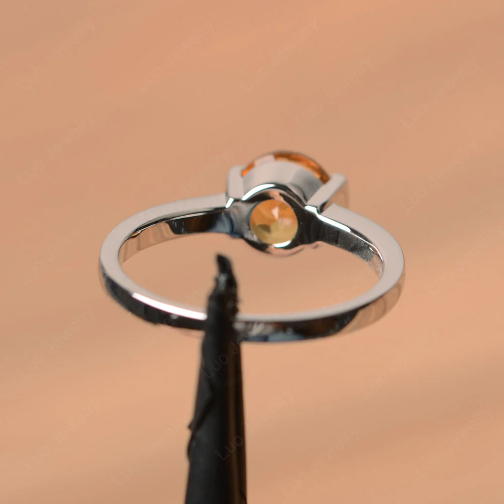 Citrine Half Bezel Engagement Ring - Image 3
