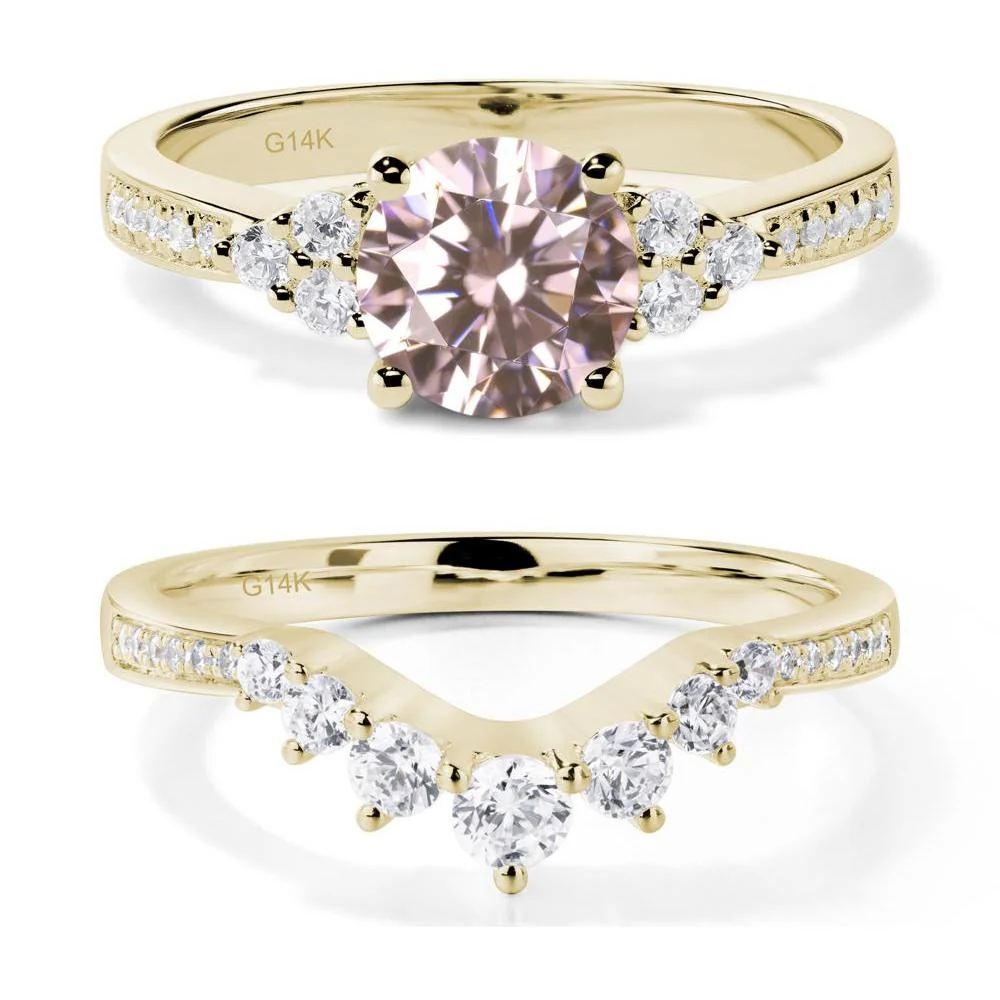 Round Cut Pink Cubic Zirconia Engagement Ring - Image 15