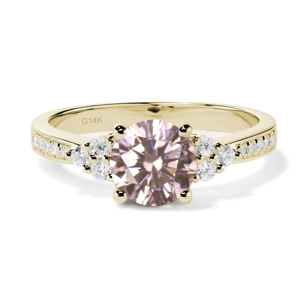 Round Cut Pink Cubic Zirconia Engagement Ring - Image 4