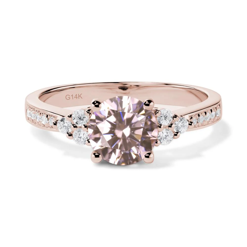 Round Cut Pink Cubic Zirconia Engagement Ring - Image 5