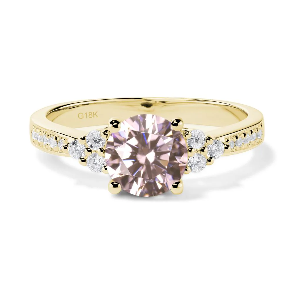 Round Cut Pink Cubic Zirconia Engagement Ring - Image 7