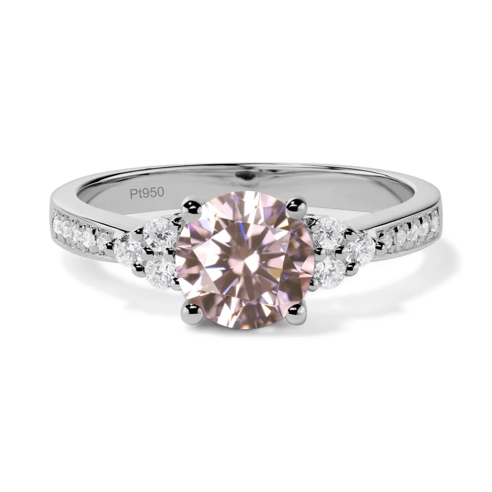 Round Cut Pink Cubic Zirconia Engagement Ring - Image 9