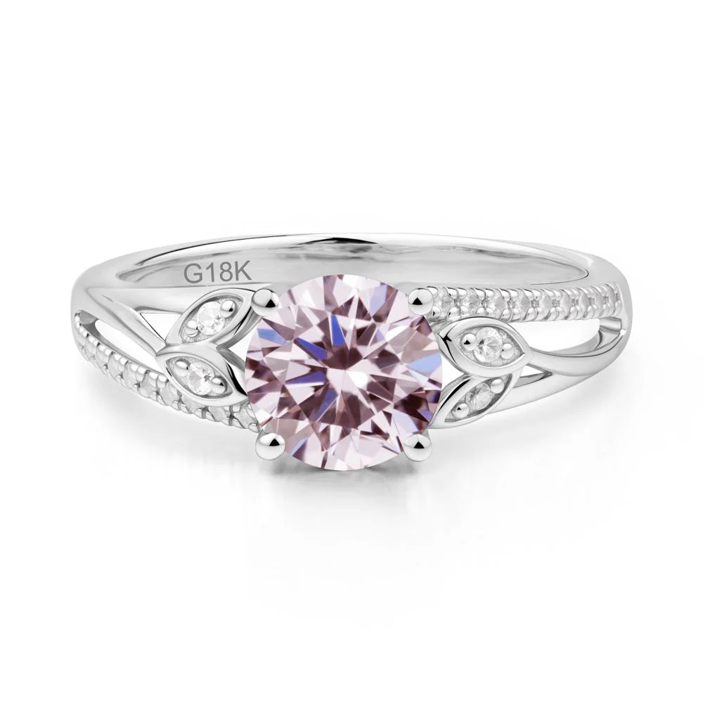 Leaf Inspired Pink Cubic Zirconia Engagement Ring - Image 4