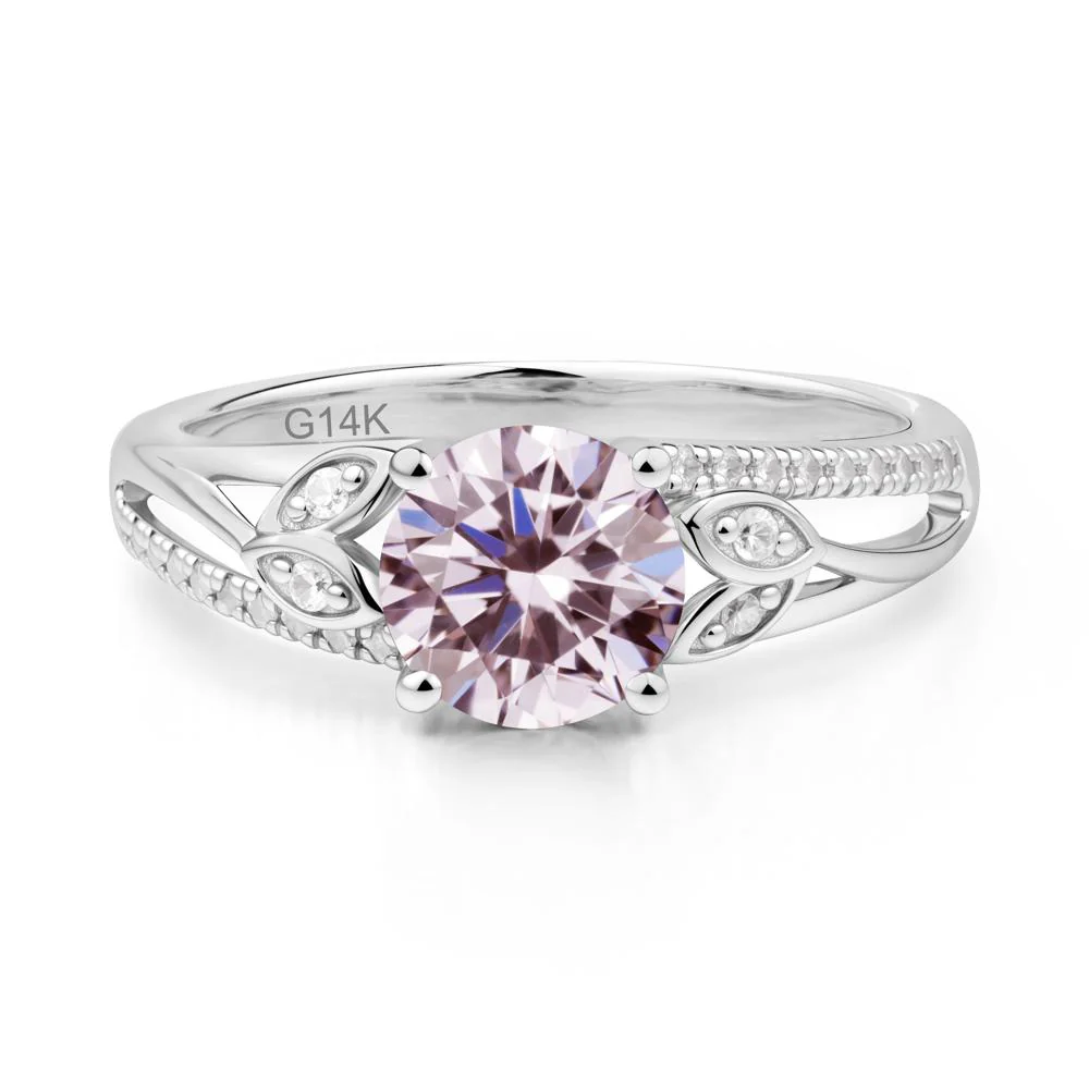 Leaf Inspired Pink Cubic Zirconia Engagement Ring - Image 7