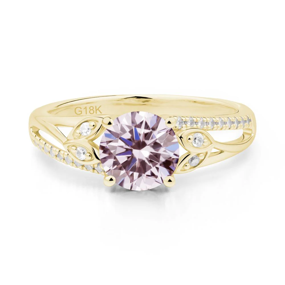 Leaf Inspired Pink Cubic Zirconia Engagement Ring - Image 9