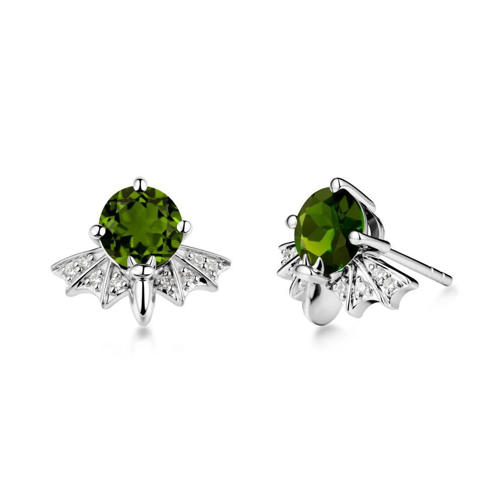 Round Cut Diopside Bat Earrings - Image 3