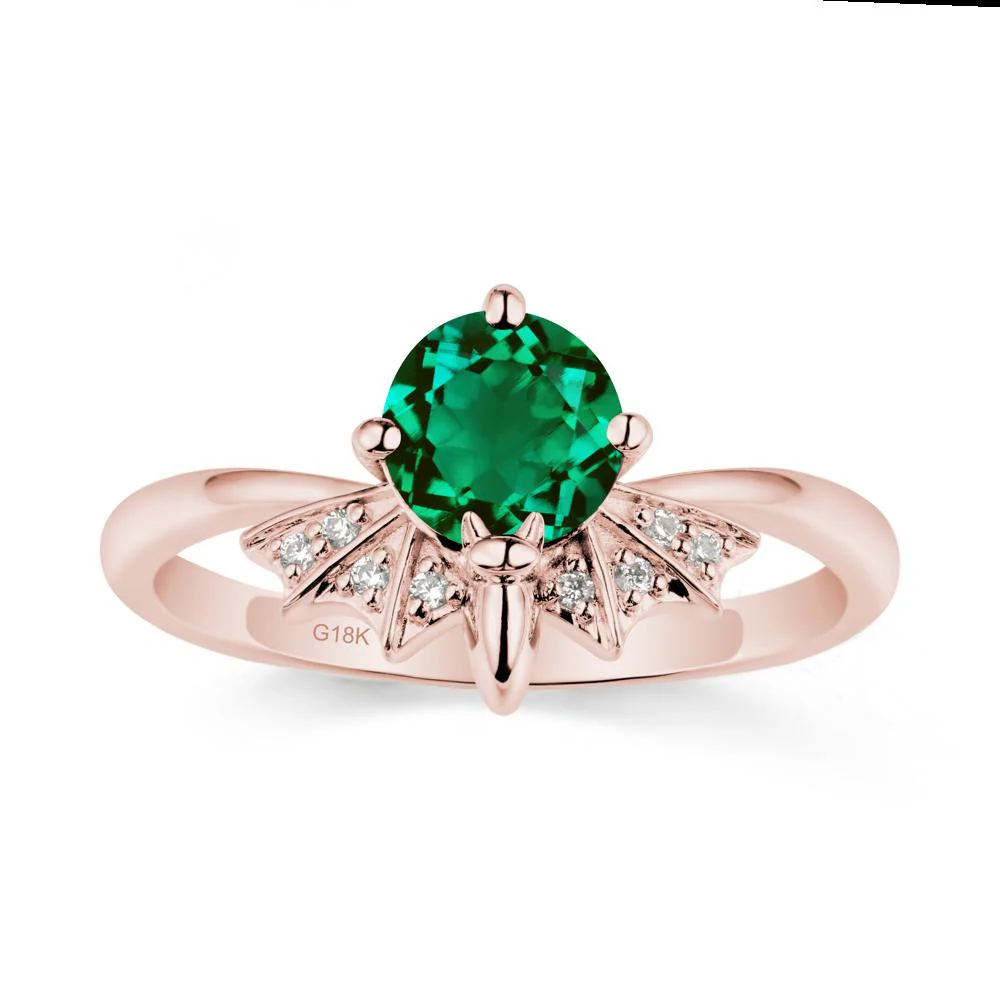 Round Cut Emerald Bat Ring - Image 4