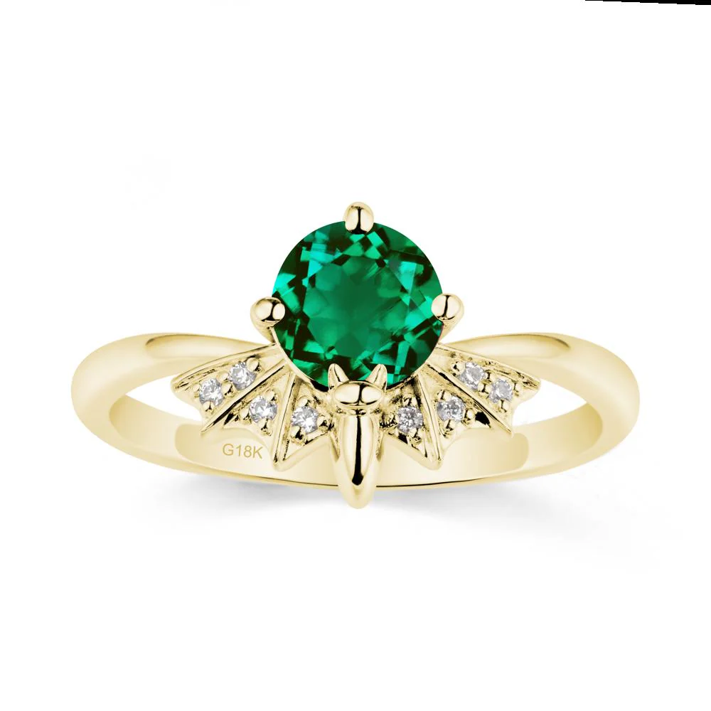 Round Cut Emerald Bat Ring - Image 6