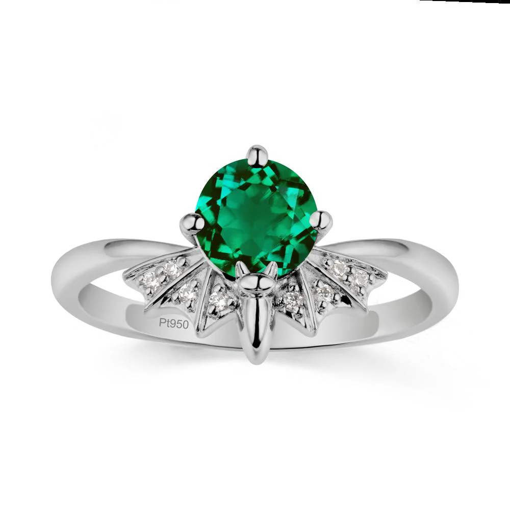 Round Cut Emerald Bat Ring - Image 8