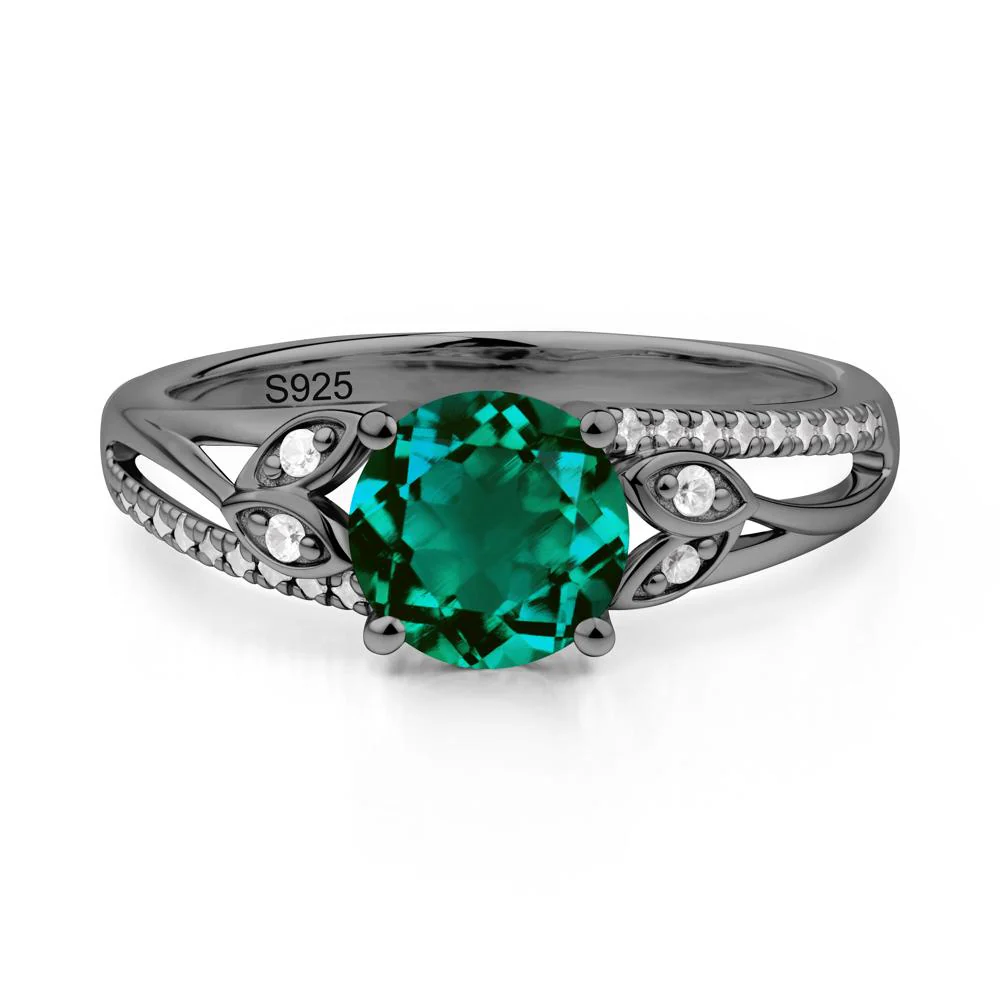 Leaf Inspired Emerald Engagement Ring
