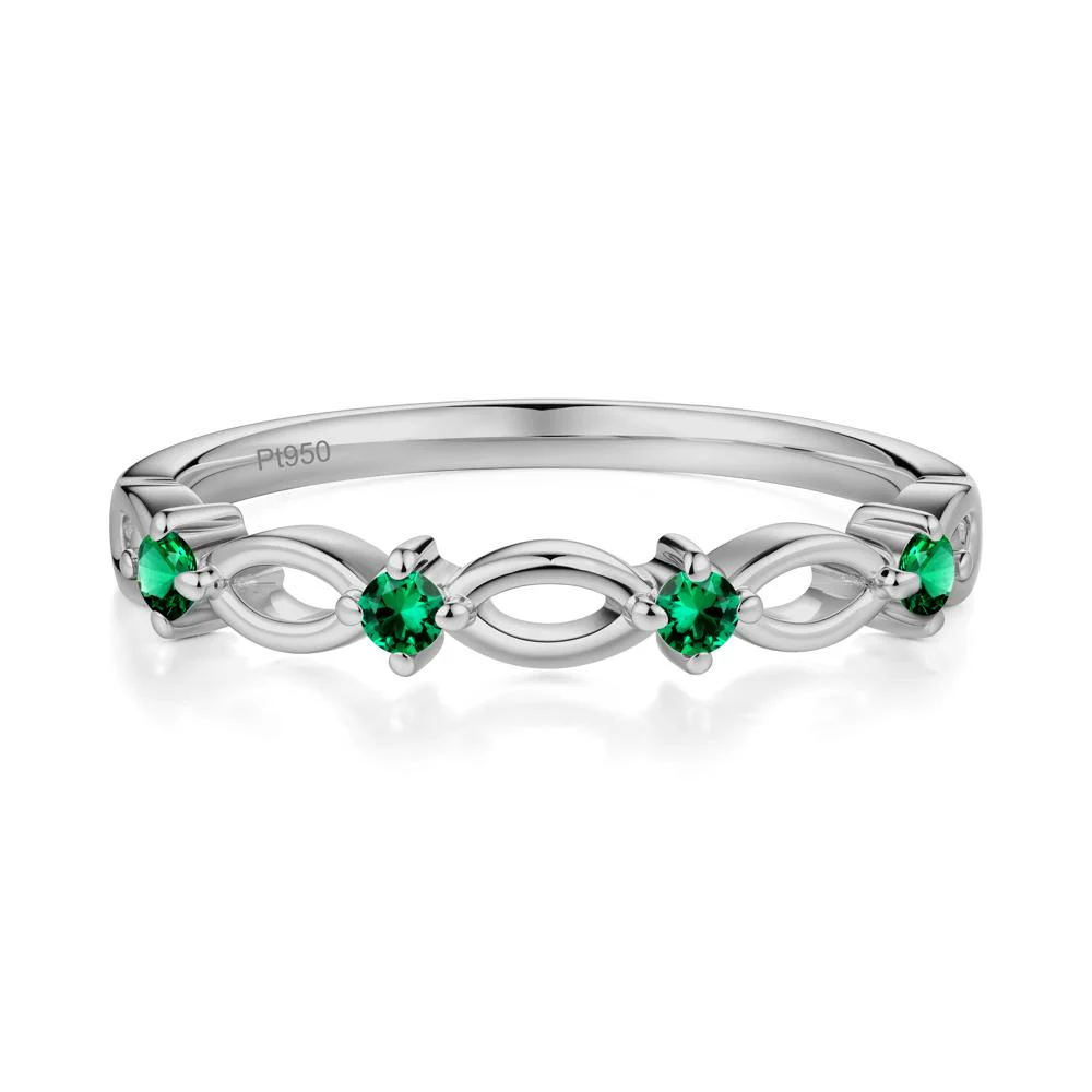 Round Cut Emerald Infinity Ring