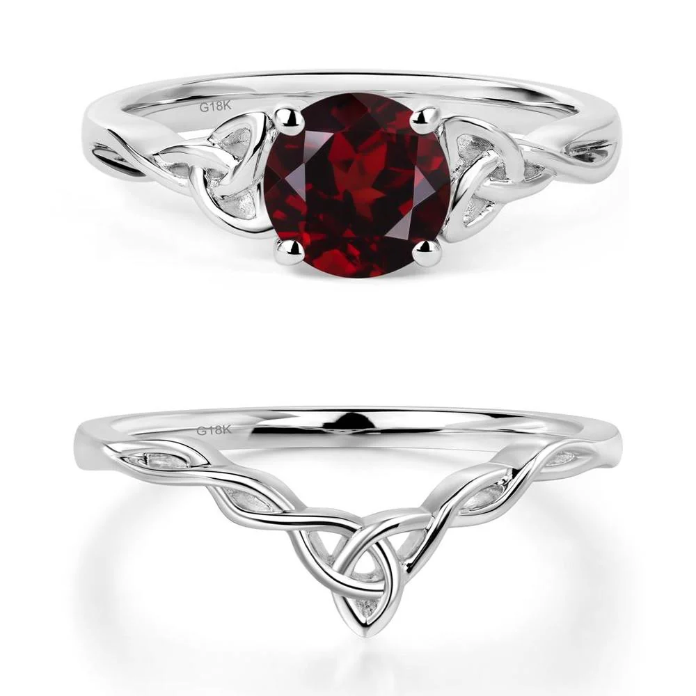 Round Cut Garnet Celtic Ring - Image 19