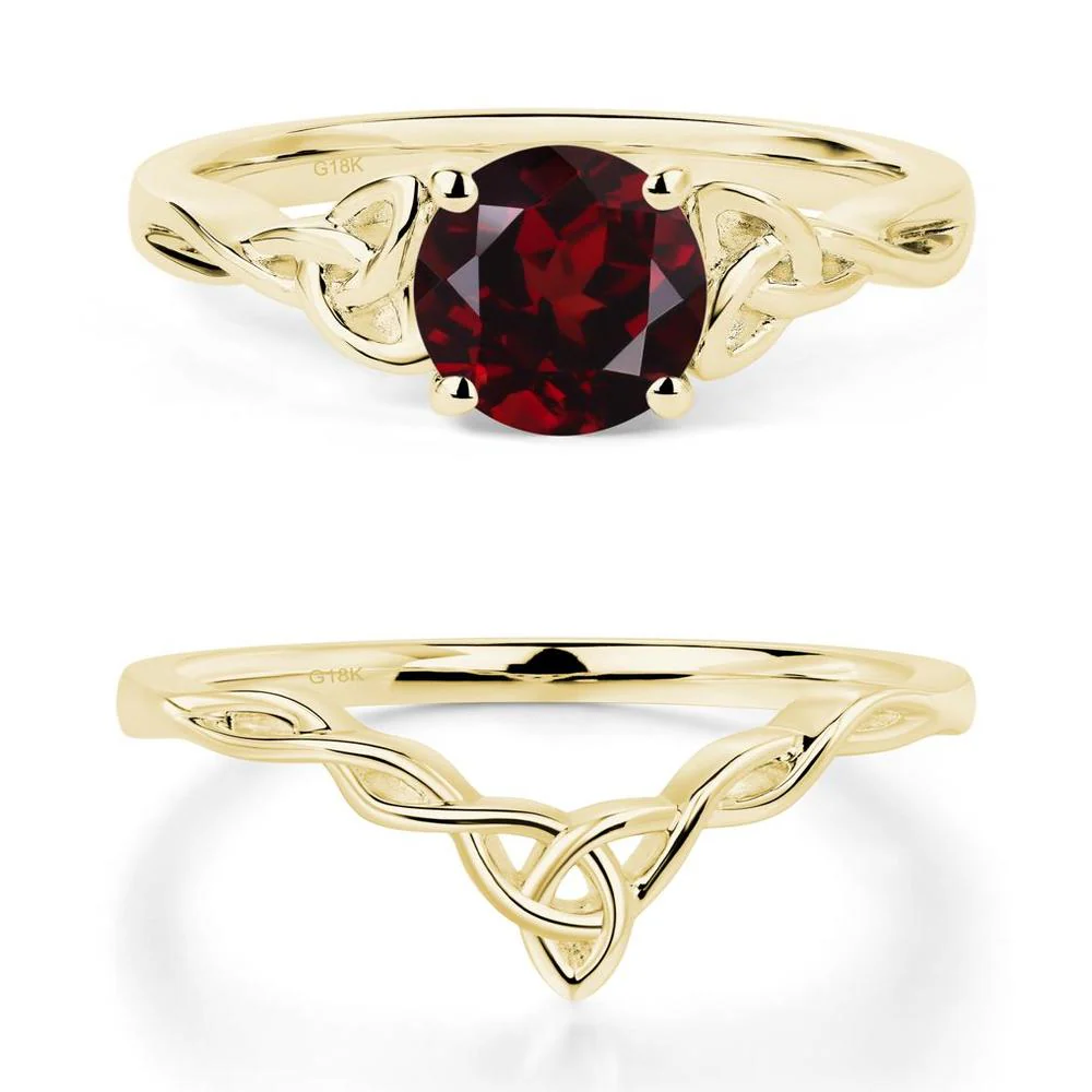Round Cut Garnet Celtic Ring - Image 21