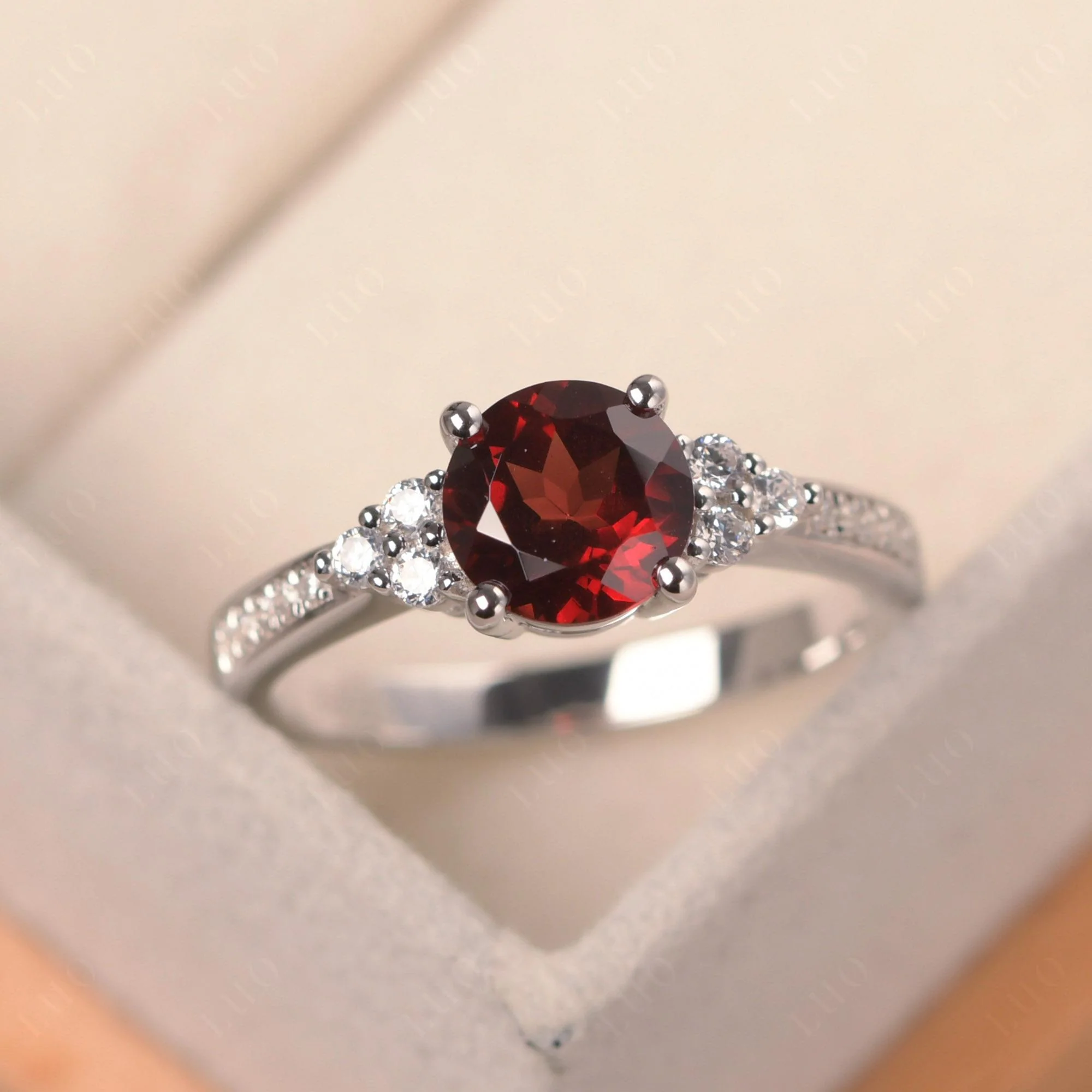 Round Cut Garnet Engagement Ring - Image 29