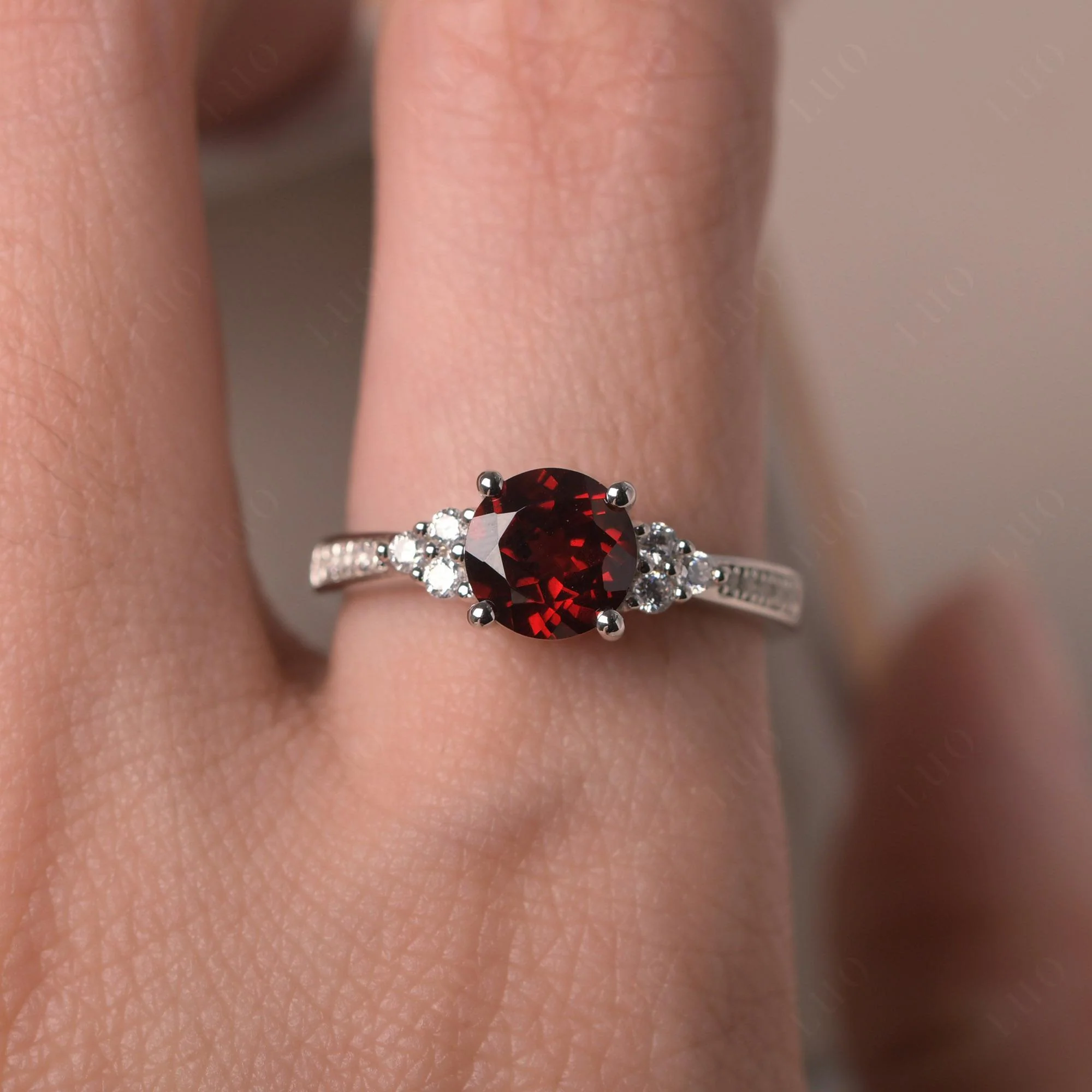 Round Cut Garnet Engagement Ring - Image 33