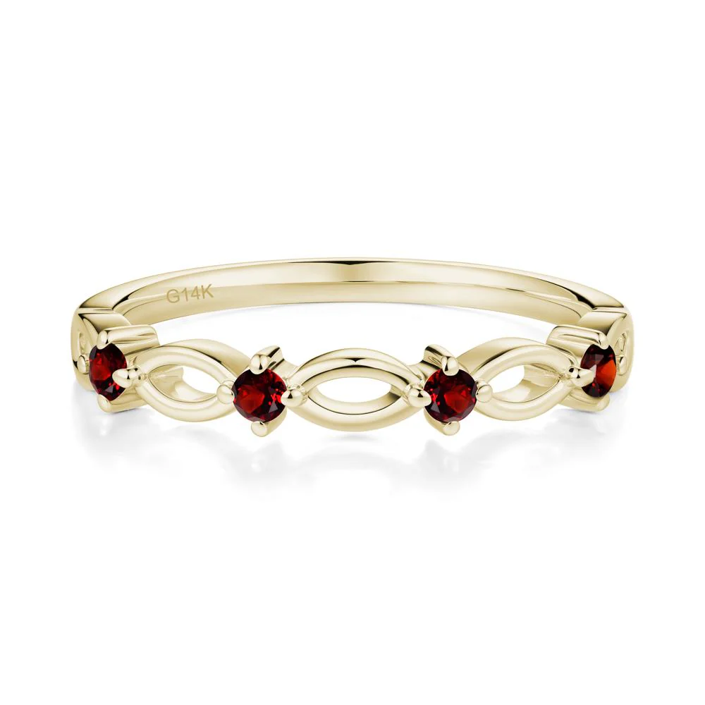 Round Cut Garnet Infinity Ring