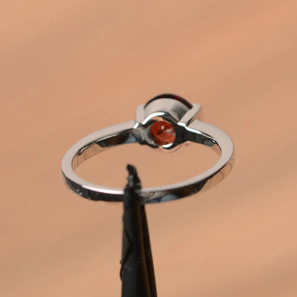 Garnet Half Bezel Engagement Ring - Image 3