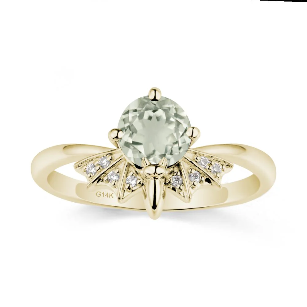 Round Cut Green Amethyst Bat Ring