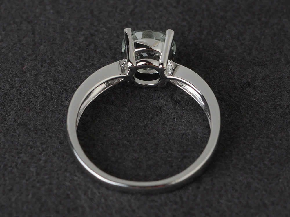 Green Amethyst Tapered Band Engagement Ring - Image 3