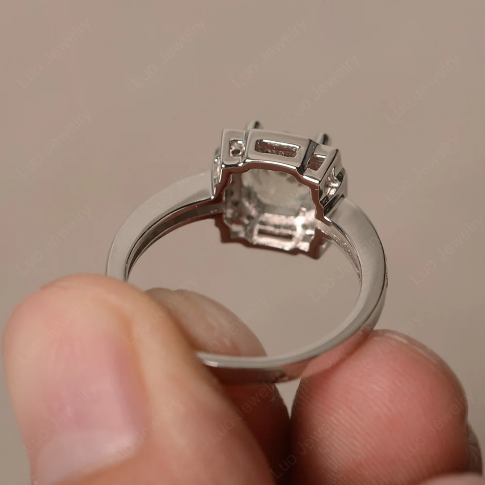 Round Cut Green Amethyst Halo Engagement Ring - Image 2