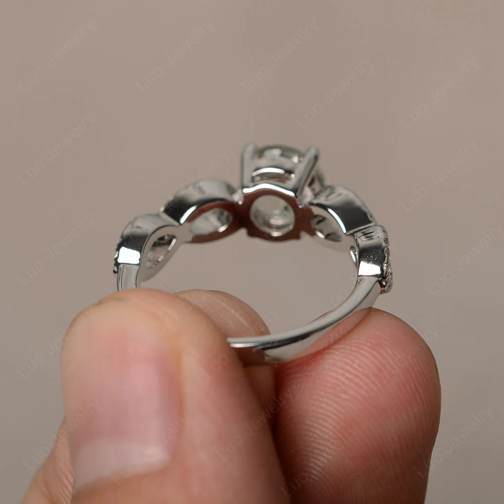 Green Amethyst Infinity Promise Rings - Image 2