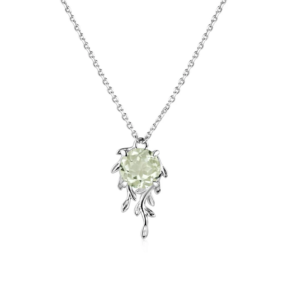 Round Cut Green Amethyst Necklace - Image 5