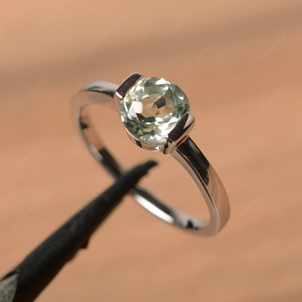 Green Amethyst Simple Promise Ring - Image 2