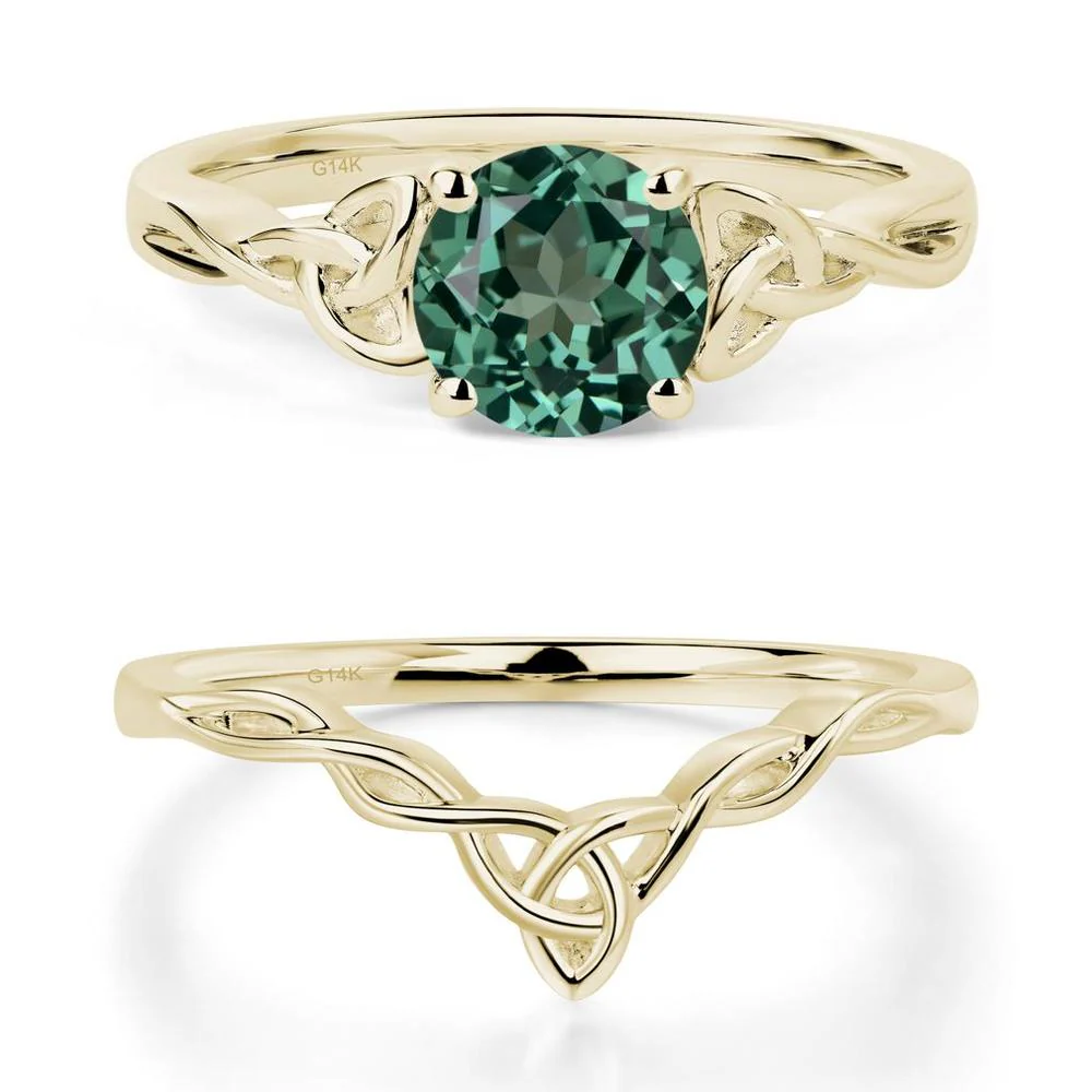 Round Cut Green Sapphire Celtic Ring - Image 15