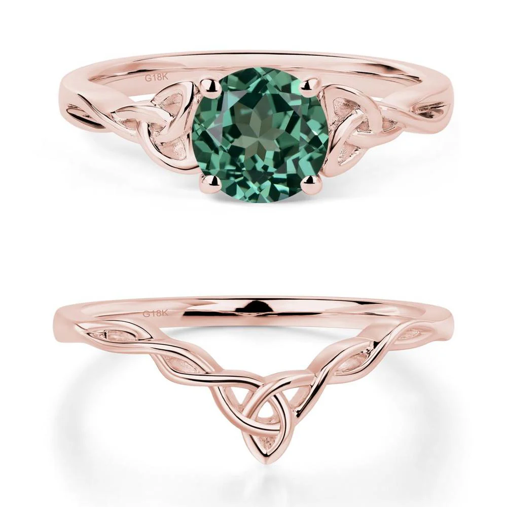 Round Cut Green Sapphire Celtic Ring - Image 17