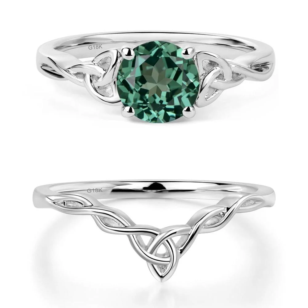 Round Cut Green Sapphire Celtic Ring - Image 19