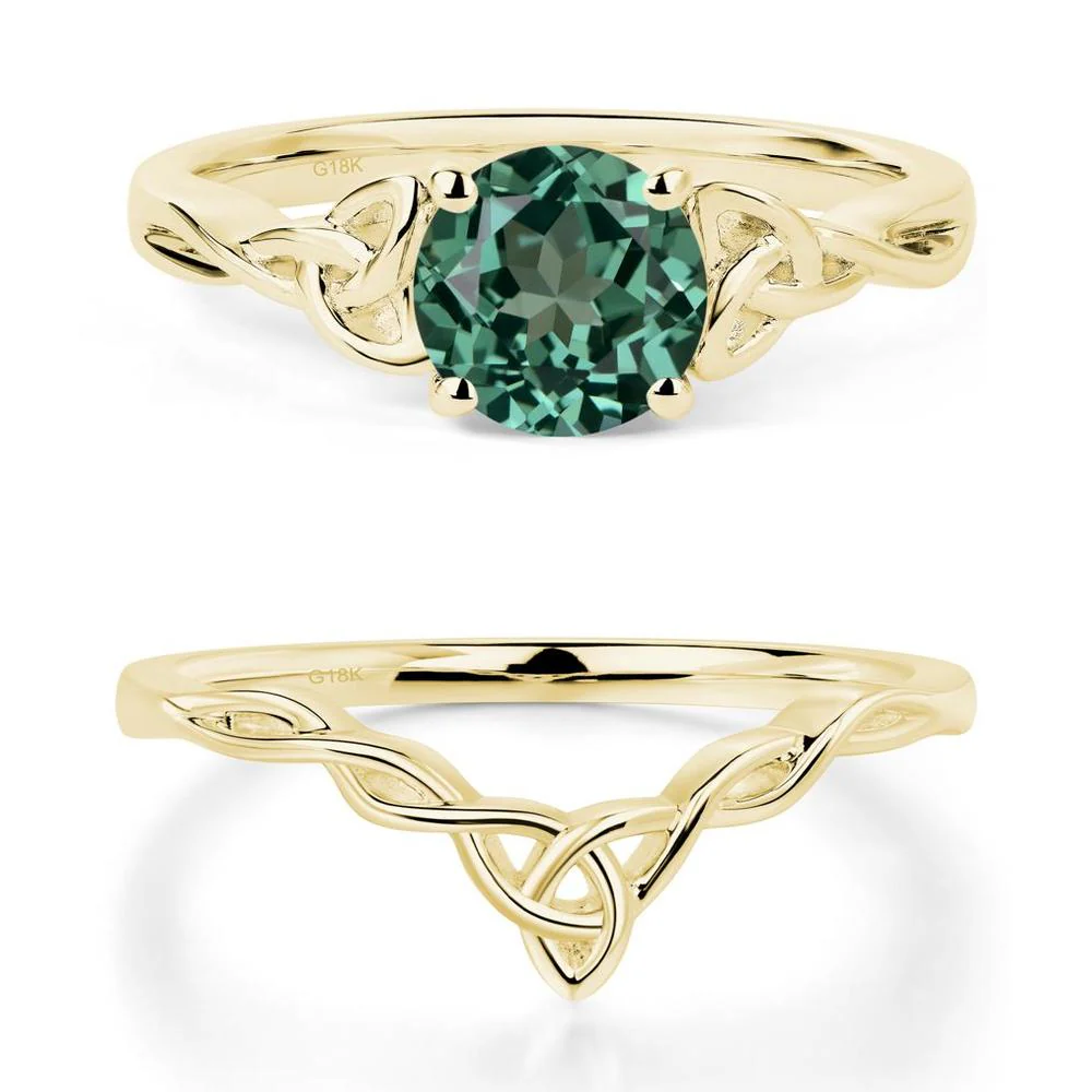 Round Cut Green Sapphire Celtic Ring - Image 21