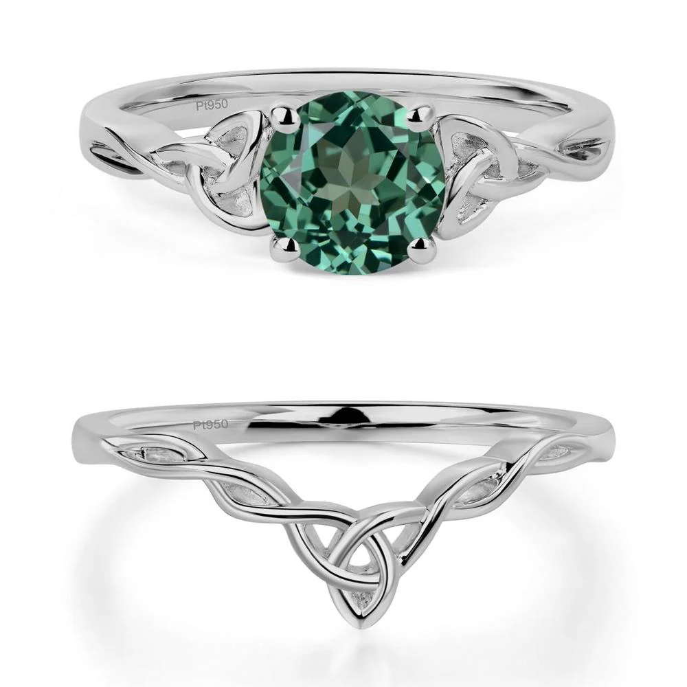 Round Cut Green Sapphire Celtic Ring - Image 25