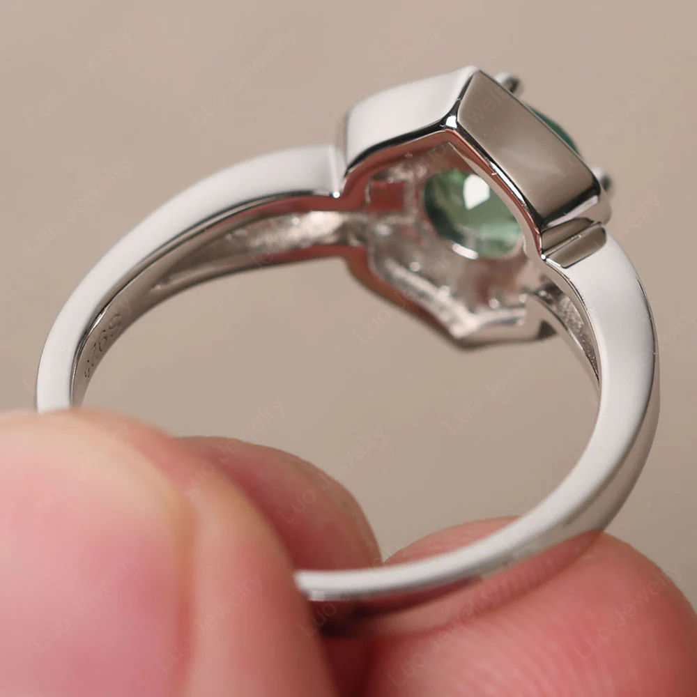 Round Cut Green Sapphire Dainty Engagement Ring - Image 3