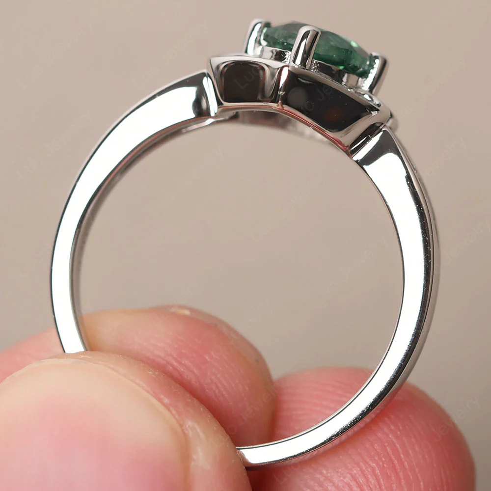 Round Cut Green Sapphire Dainty Engagement Ring - Image 4