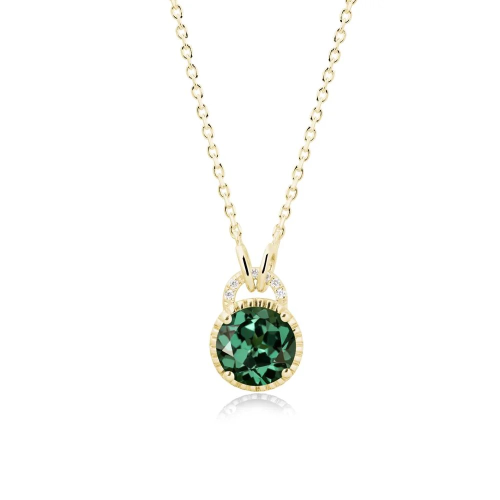 Round Cut Green Sapphire Halo Pendant Necklace - Image 7