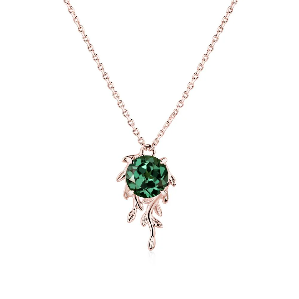 Round Cut Green Sapphire Necklace - Image 4