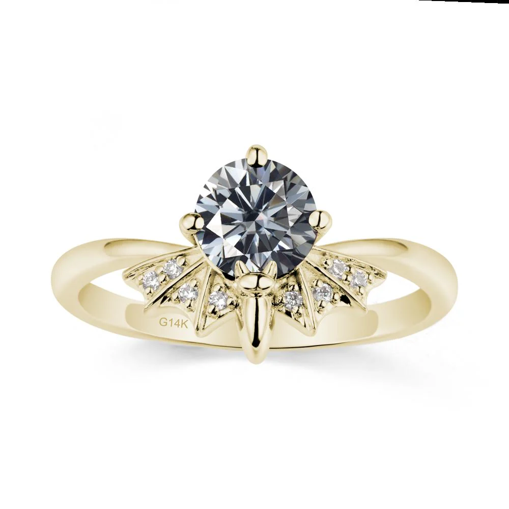 Round Cut Grey Moissanite Bat Ring - Image 4