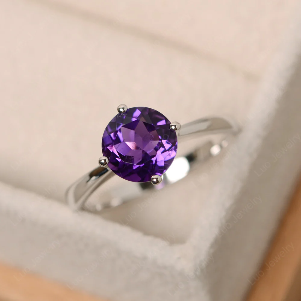 Amethyst Compass Prong Engagement Ring