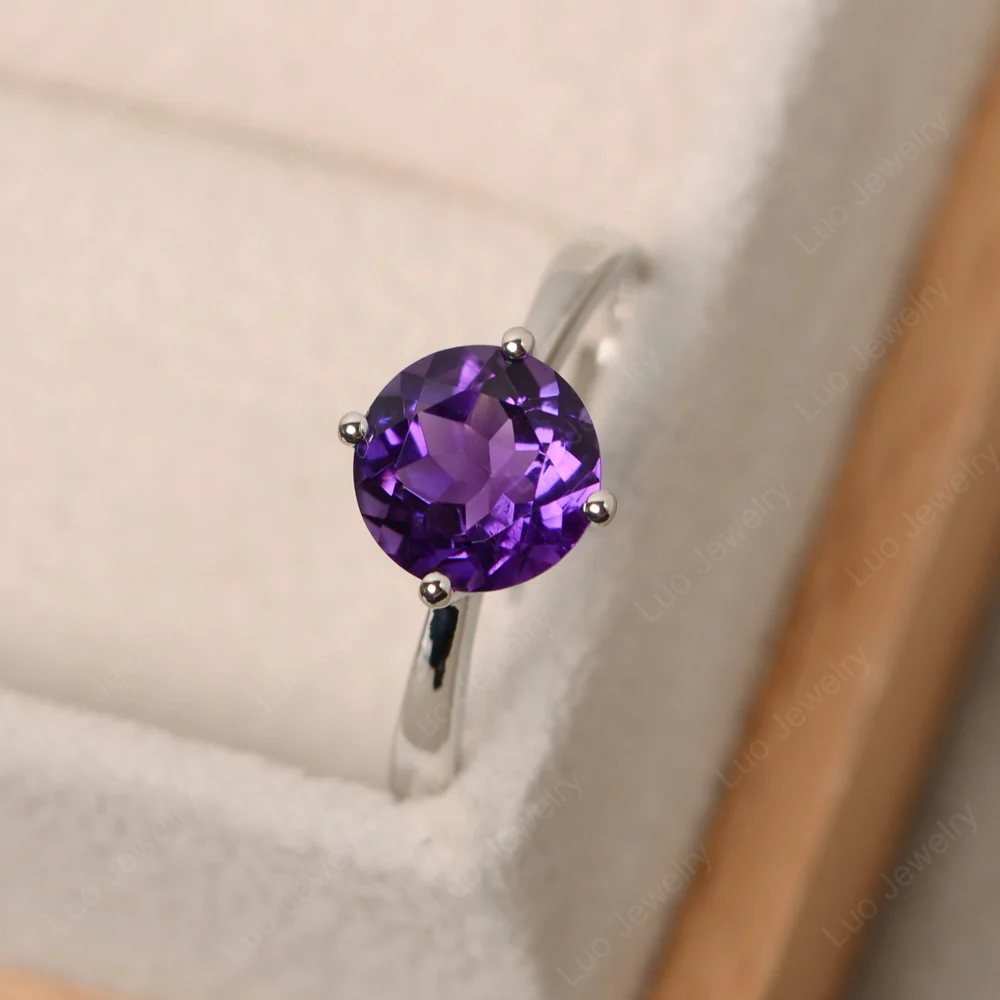 Amethyst Compass Prong Engagement Ring - Image 2