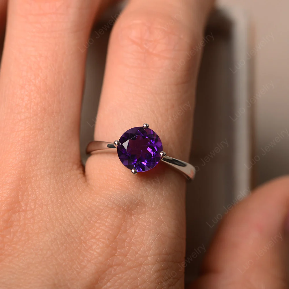 Amethyst Compass Prong Engagement Ring - Image 4
