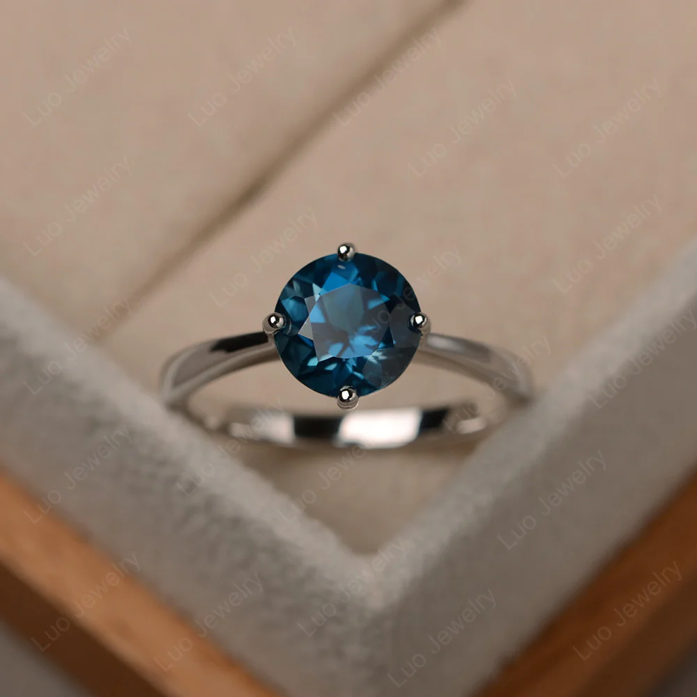 Round Kite Set London Blue Topaz Solitaire Ring