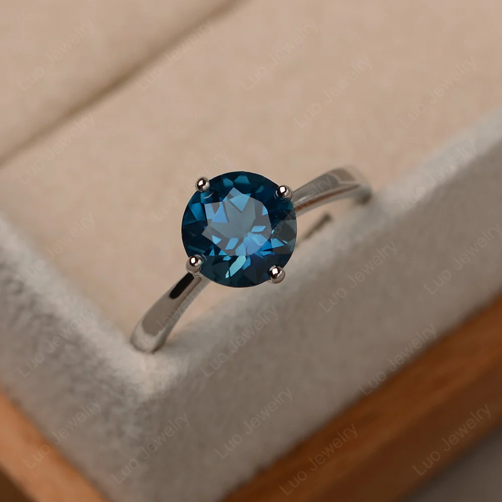 Round Kite Set London Blue Topaz Solitaire Ring - Image 2