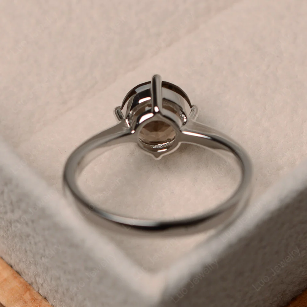 Round Kite Set Smoky Quartz Solitaire Ring - Image 3