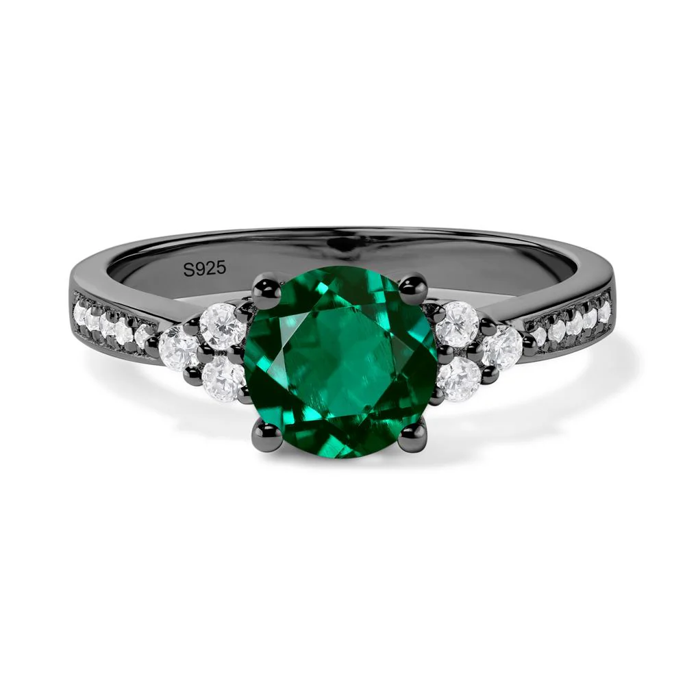 Round Cut Emerald Engagement Ring - Image 2