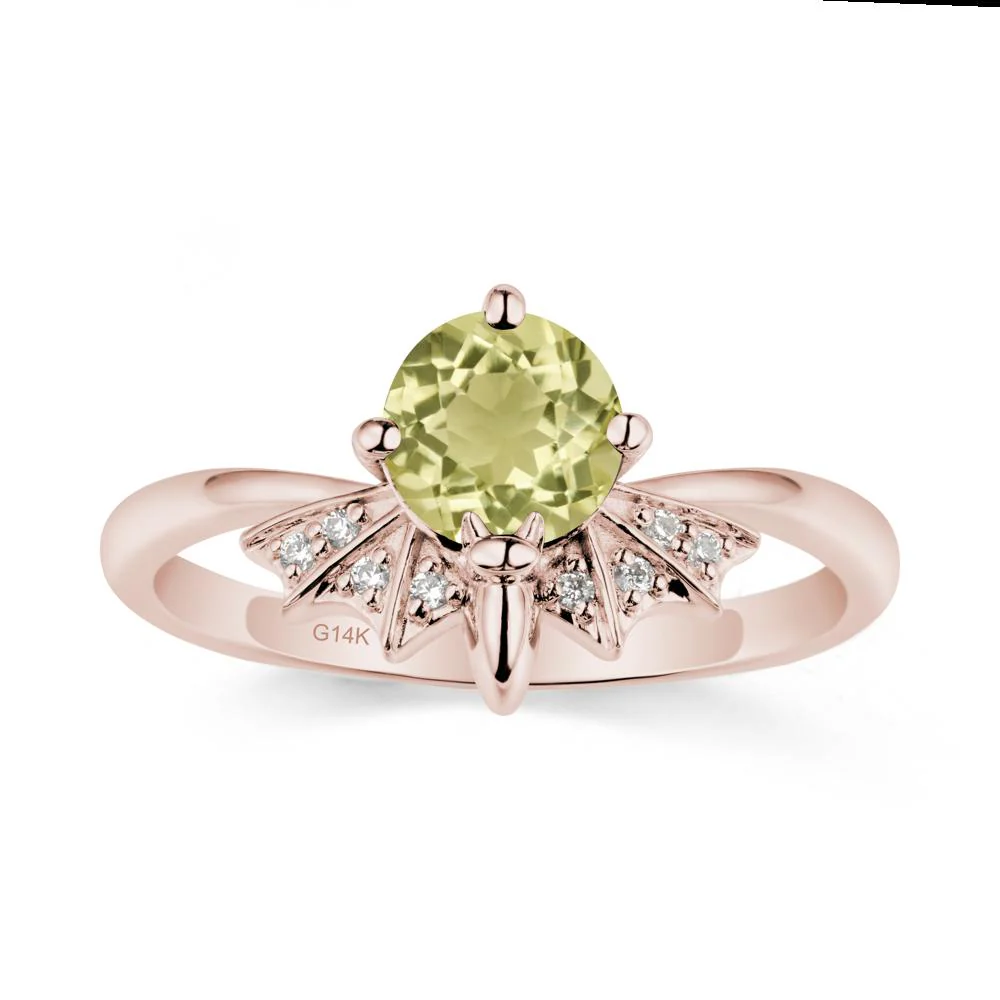 Round Cut Lemon Quartz Bat Ring - Image 2