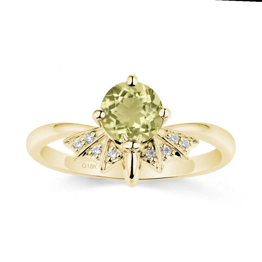 Round Cut Lemon Quartz Bat Ring - Image 6