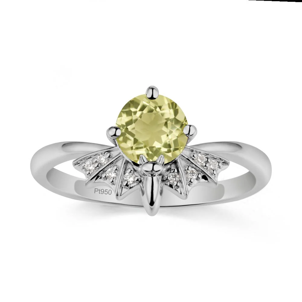 Round Cut Lemon Quartz Bat Ring - Image 8