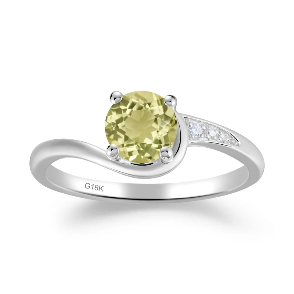 Round Cut Lemon Quartz Bypass Ring - Image 2
